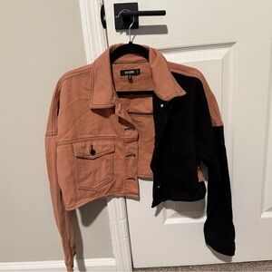 Bershka Black and Brown Jean Jacket